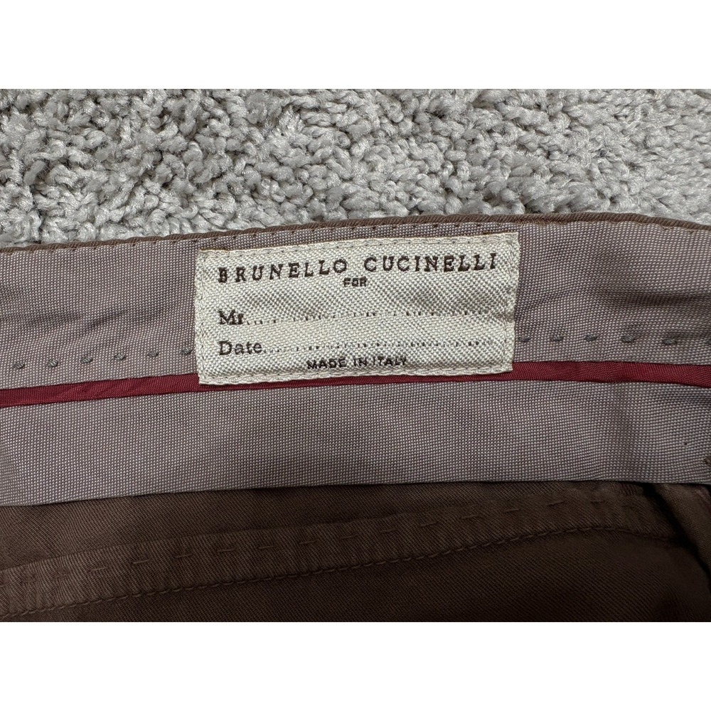 Brunello Cucinelli Chino Pants Trousers Stretch Brown Italy Mens Sz 50 (~33x30) - Picture 12 of 16
